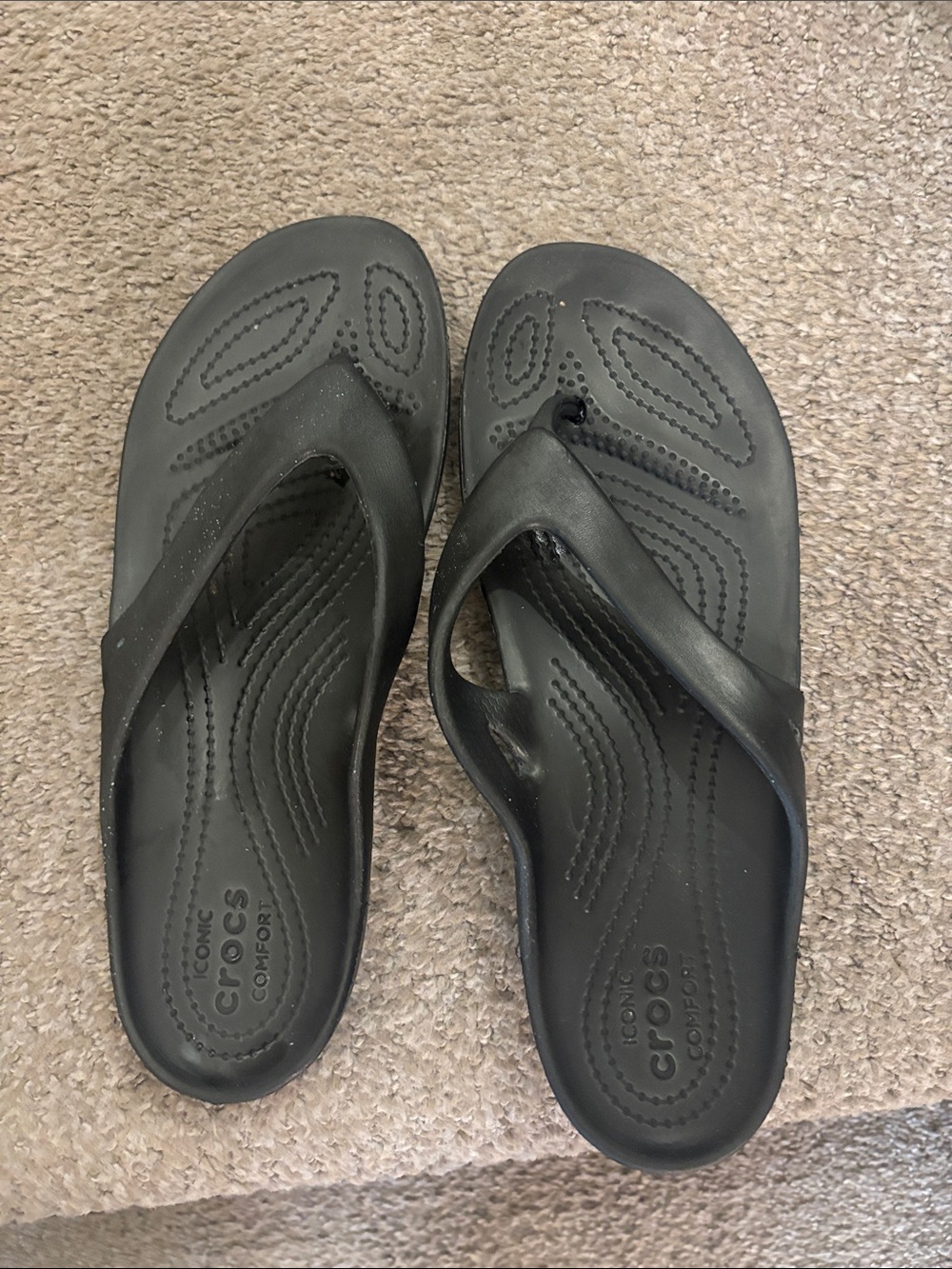 CROCS Black Women's Comfort Foam Flip Sandals